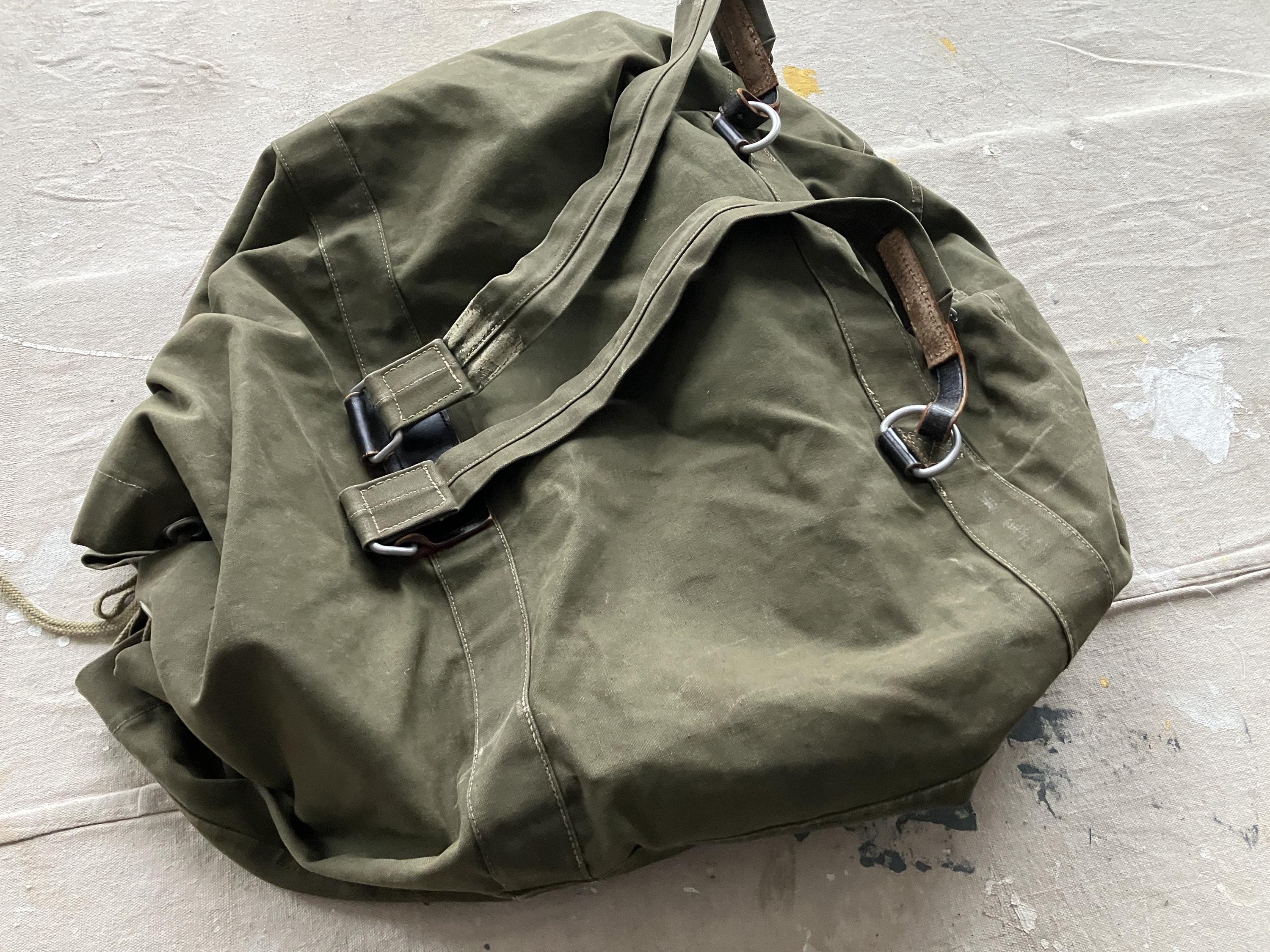 Vintage 60s German Canvas Military Backpack Duffel Bag / Huge