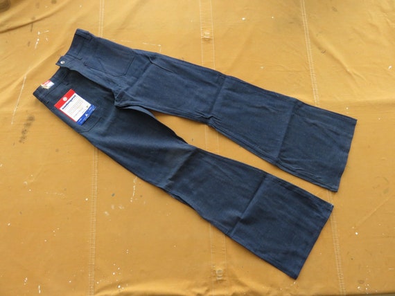 Vintage 70s 100% Cotton Navdungaree Bell Bottom Jeans / 1970s Cone