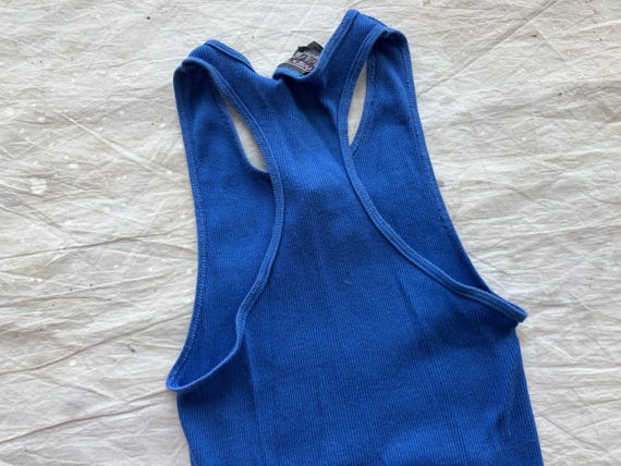 Small 80s Solid Color Tank Top Undershirt / Ribbe… - image 8