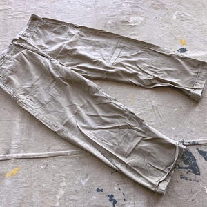 33 Waist 60s Cotton Chinos / 1950s 1960s Mens&#39; Distressed Cotton Khaki Work Pants Key Imperial