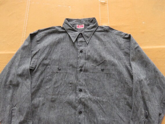 Buy Large / XL 40s / 50s Salt & Pepper Chambray Shirt / Black 