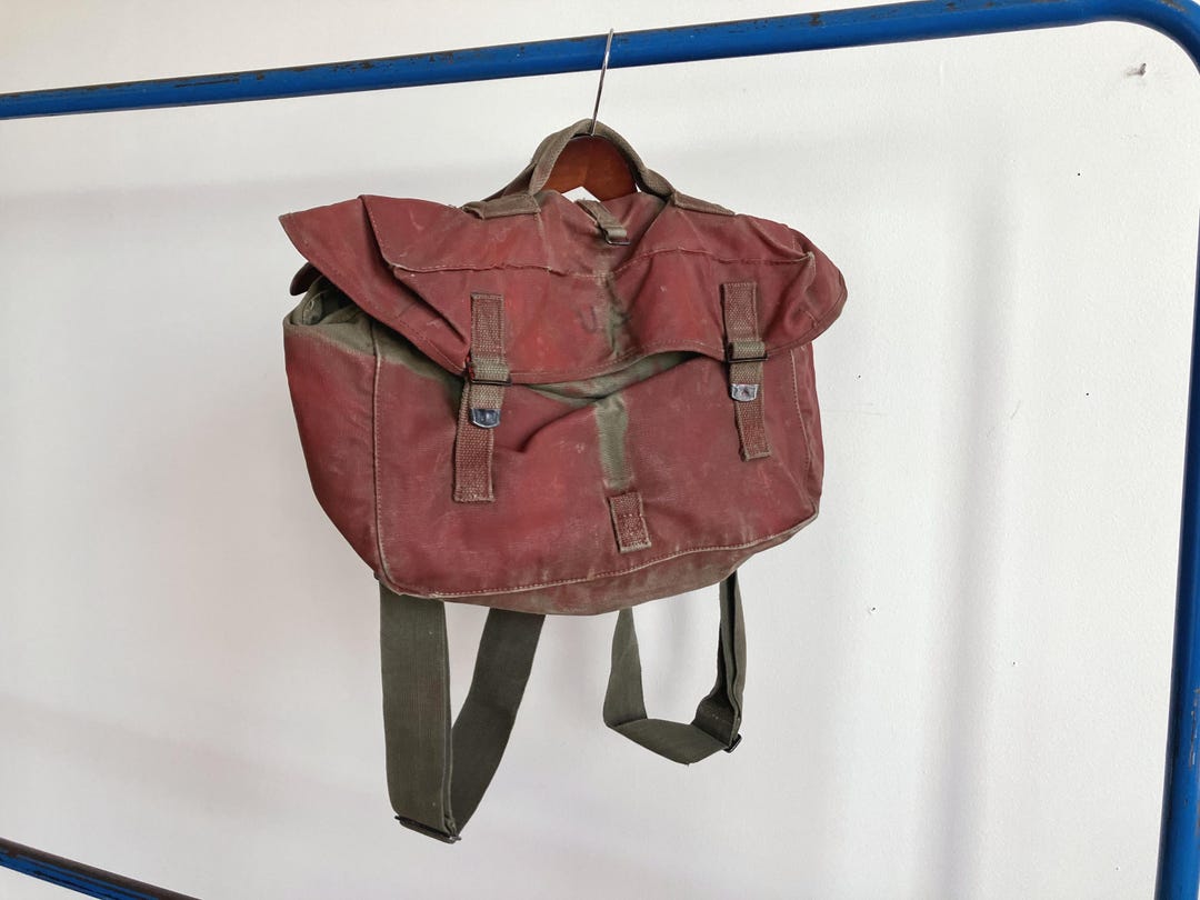 Vintage 40s Painted US Army Canvas Rucksack Bag / Haversack Musette ...