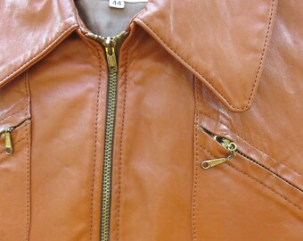 Medium 70s Wellington Leather Brown Leather Jacket / Hippie