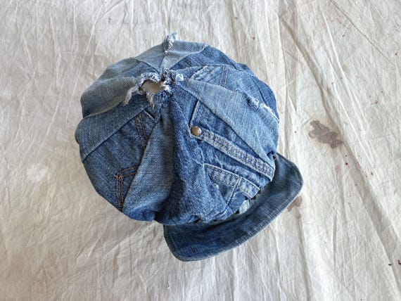 Small / Medium 70s Handmade Denim Patchwork Hat /… - image 2