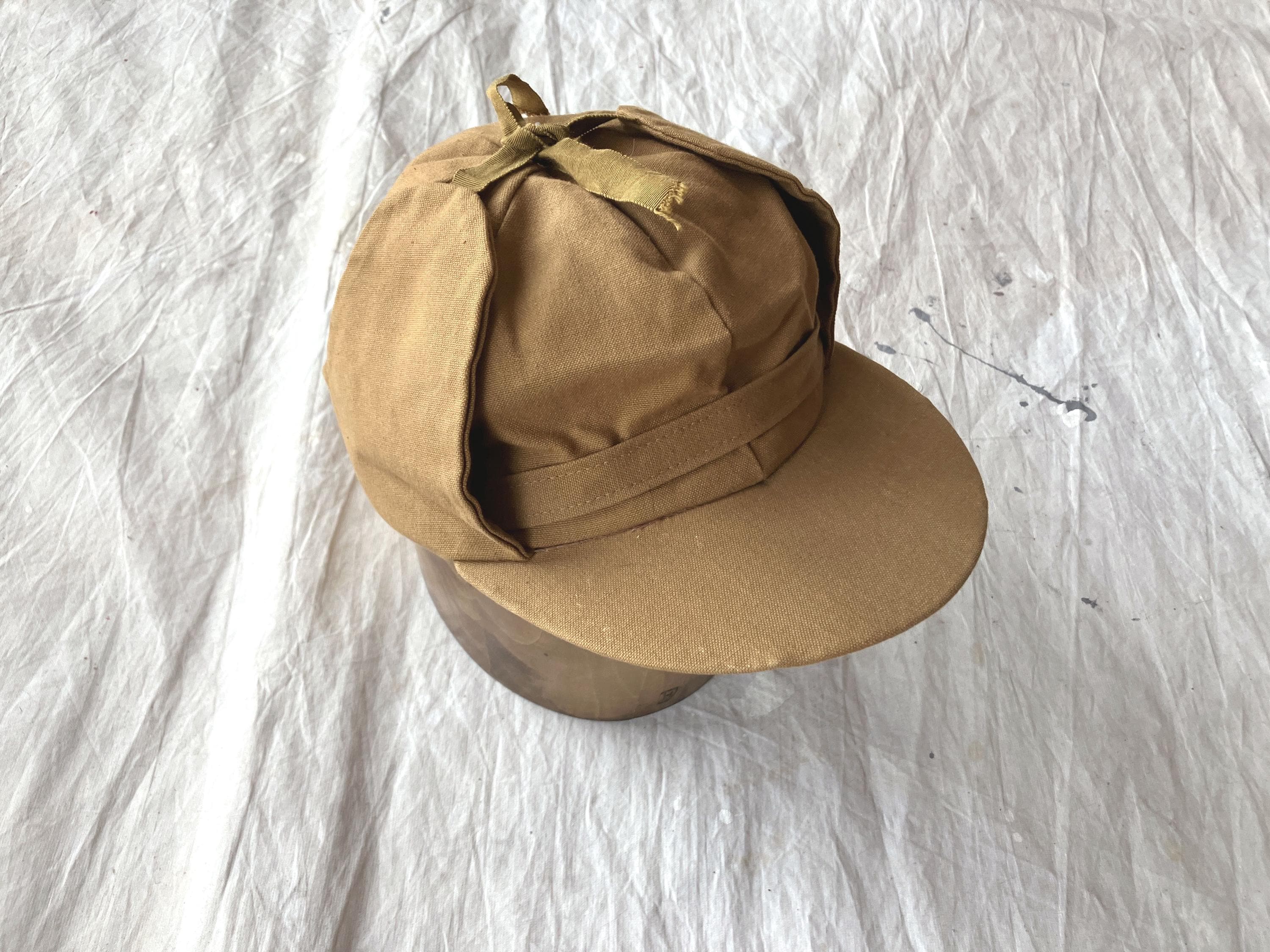 Small 40s / 50s Duck Canvas Hunting Hat / 1950s 1940s Faded Brown