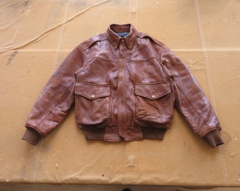 80s Vtg short lamb leather bomber jacket