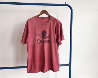 XL 90s Faded Camp Choson T-shirt / Korean 1990s Sun Faded Distressed