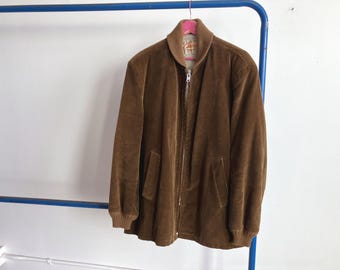 Large 60s Lakeland Corduroy Car Coat / Pharaoh Clicker Jacket Windbreaker 1950s 1960s