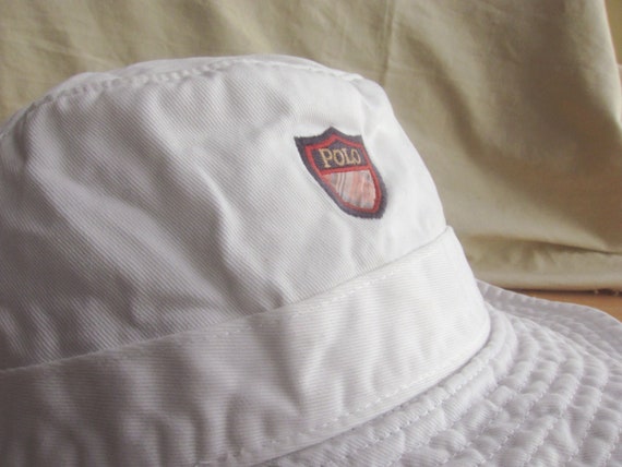 Large 90s Polo Golf Bucket Hat / White Cotton 199… - image 3