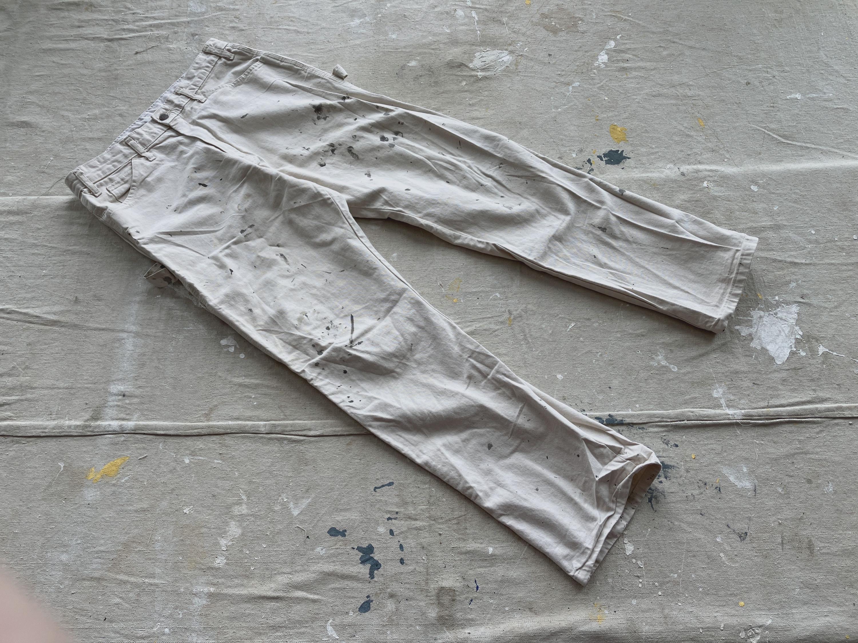 33 X 31 Dickies Painter's Pants / White Cotton Carpenter Jeans