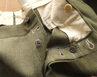 パンツ 40s 50s euro Whipcord Trousers 38 X 30 40s Whipcord Wool Pants / Green Wool Twill 1940s