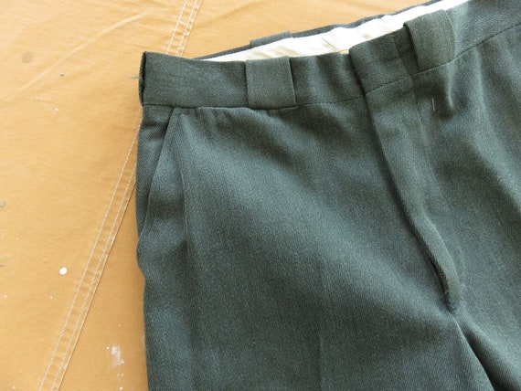 34 x 31 50s / 60s Wool Whipcord Pants / Green For… - image 3