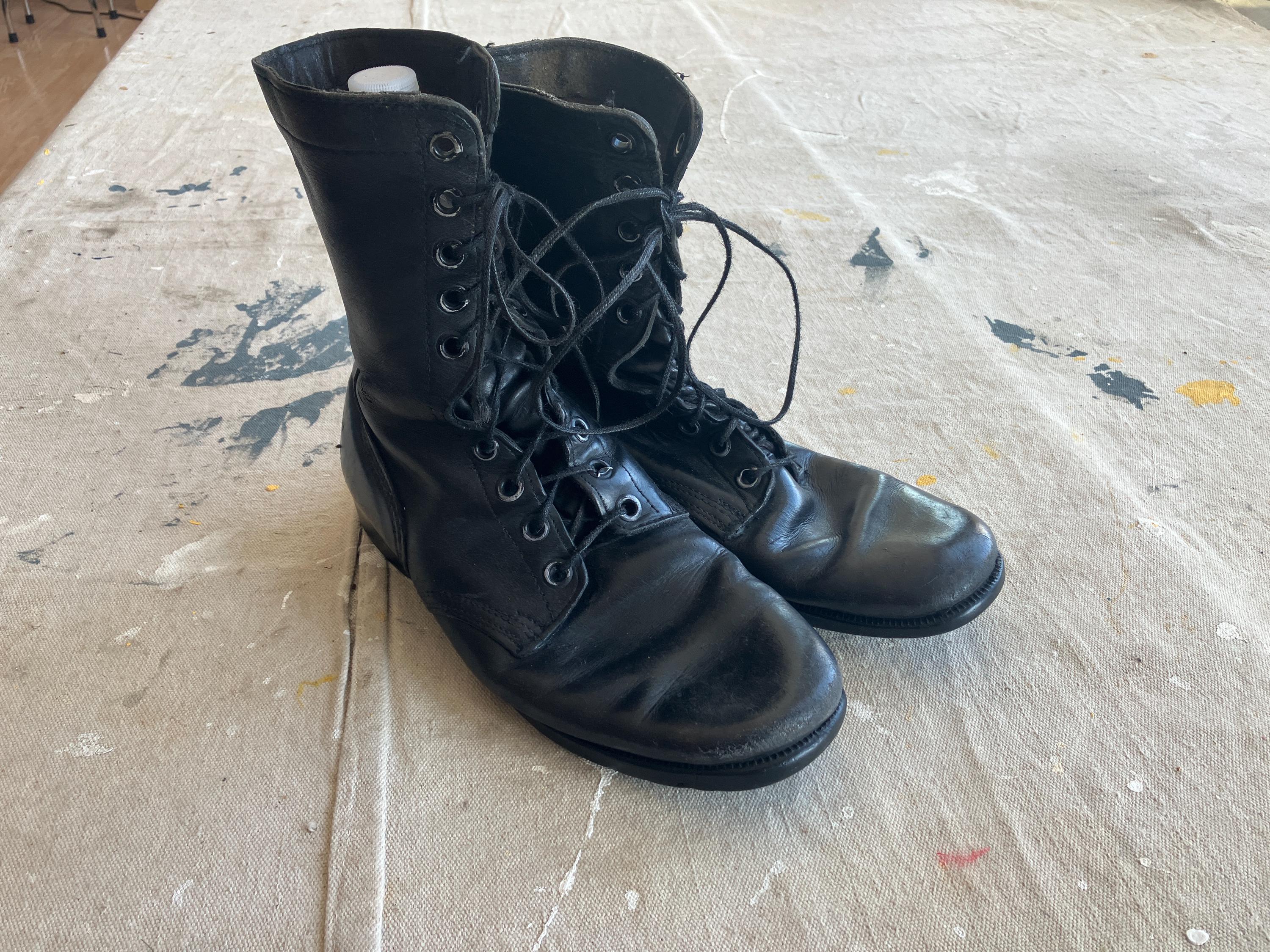 Men's 9 Wide 70s US Army Combat Boots / Military Zig Zag Sole