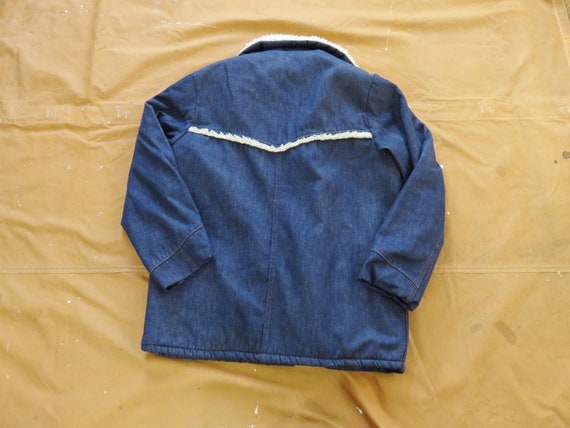 Large 70s Roebucks Denim Rancher Coat / Sherpa Li… - image 9