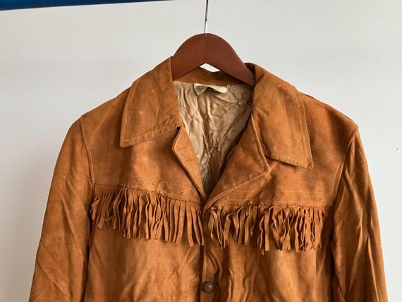 Small 50s Suede Fringe Jacket / Brown Leather 1950s 1960s 60s