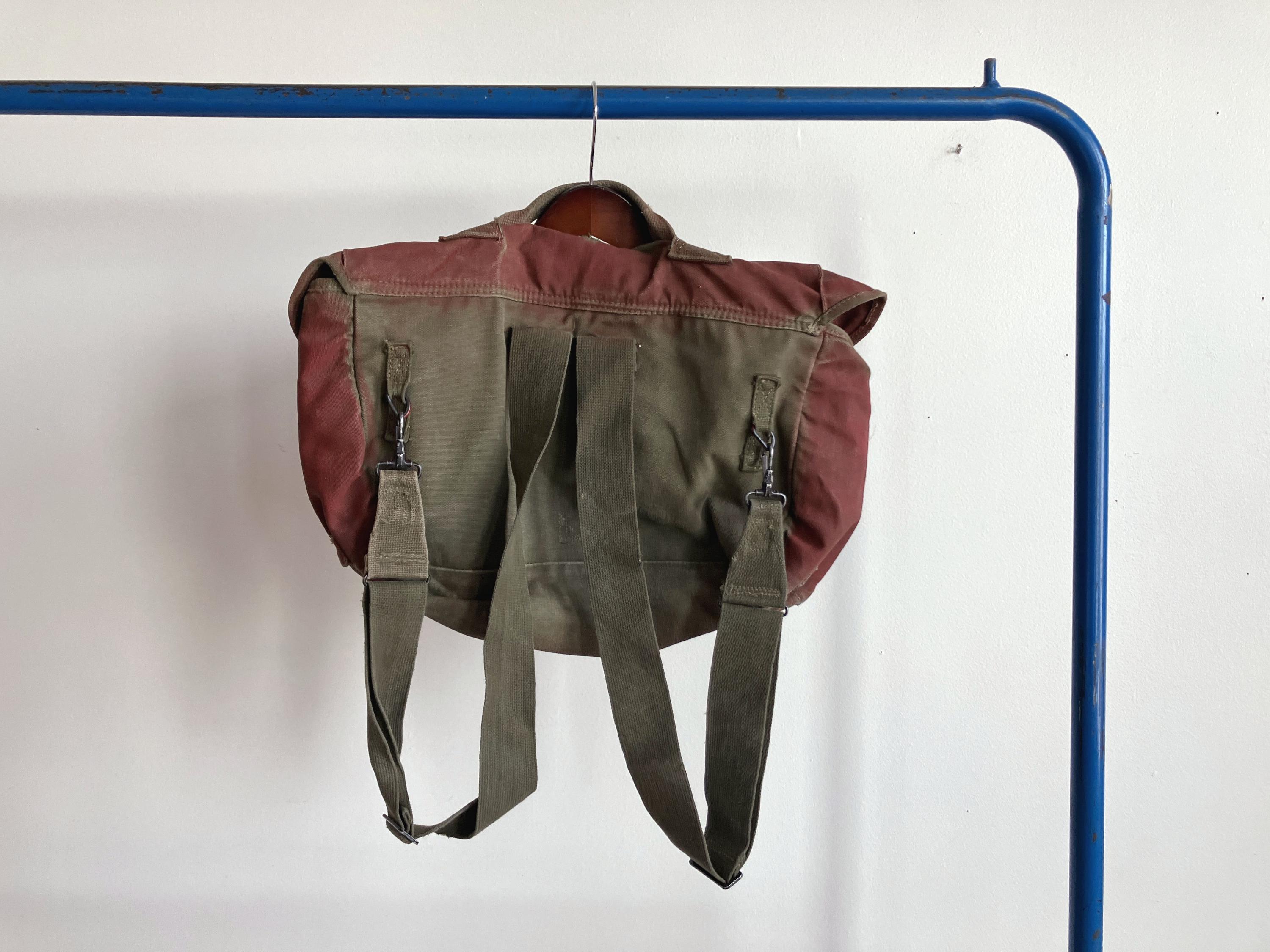 Vintage 40s Painted US Army Canvas Rucksack Bag / Haversack Musette ...