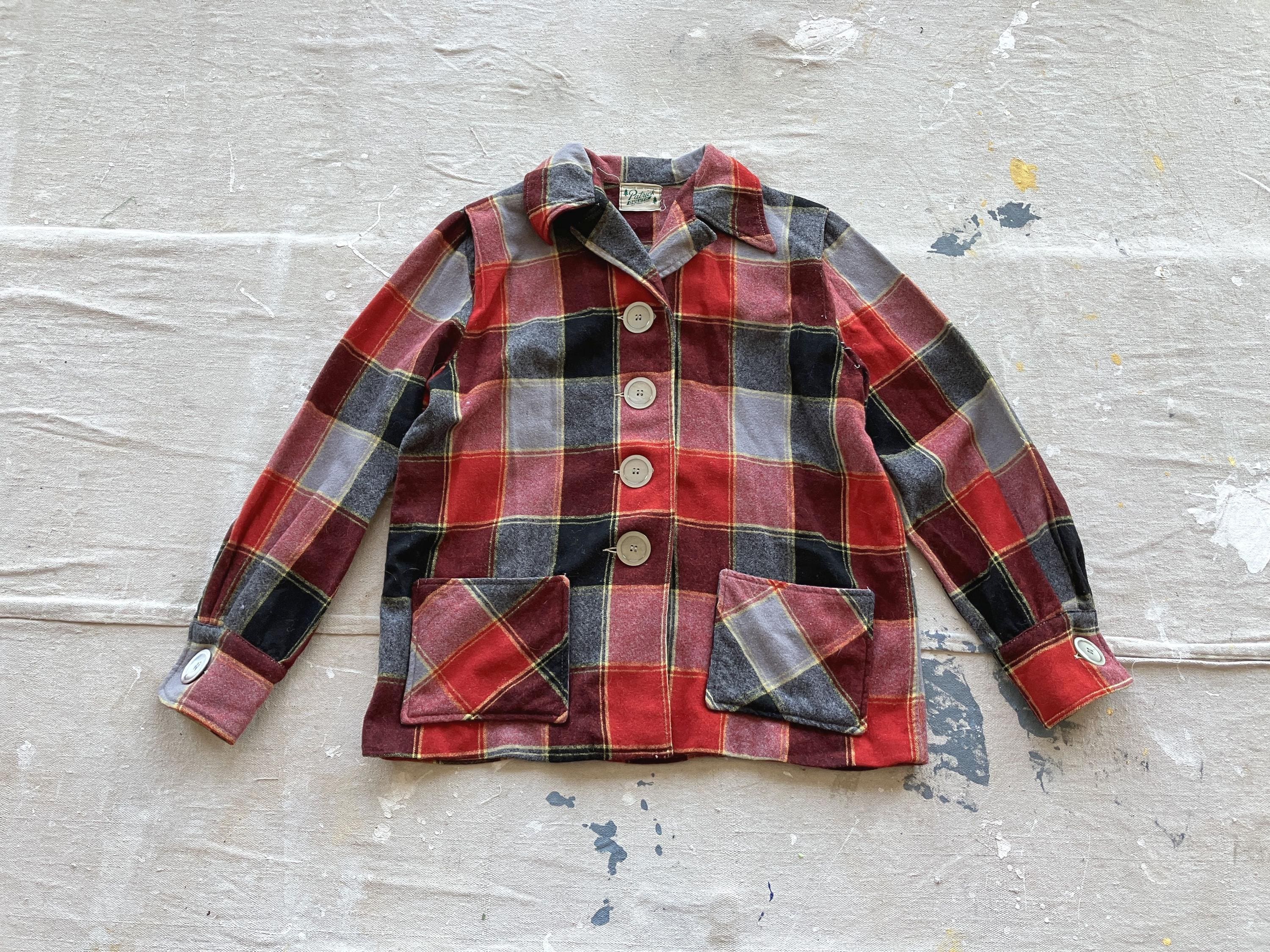 S / M 40年代 レディース 49er ウール チェック柄 ジャケット