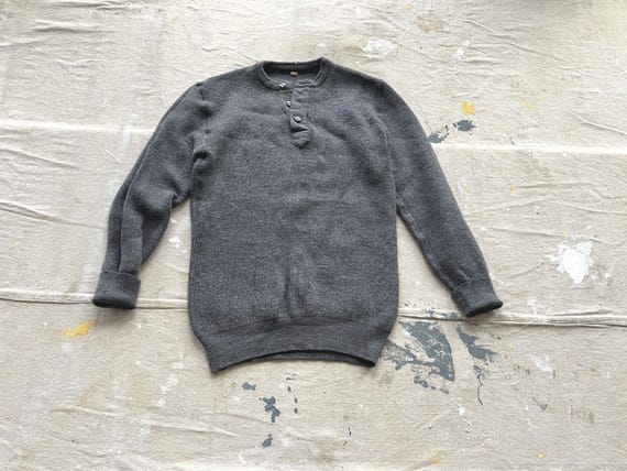 Maglione Henley in lana tedesca degli anni '60/'70 Maglione