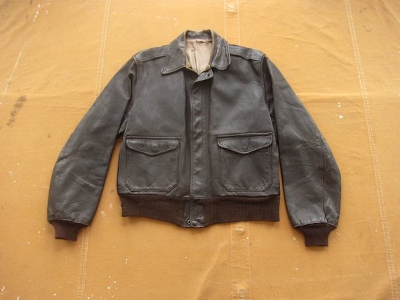 Medium 50s A-2 Style Leather Jacket / Flight Bomb… - image 1