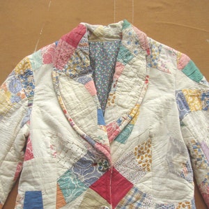 XS 40s Quilt Coat / Novelty Pattern Feedsack Quilt Jacket Handmade ...