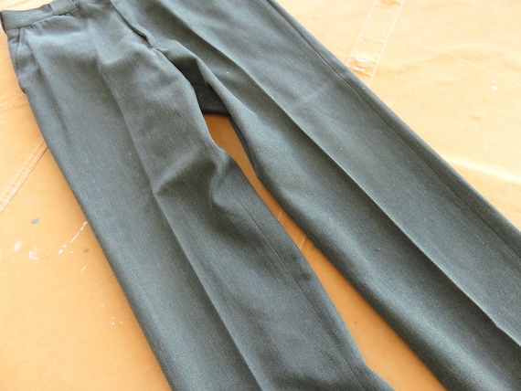 34 x 31 50s / 60s Wool Whipcord Pants / Green For… - image 4