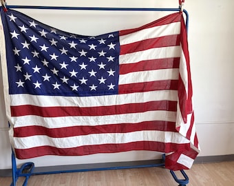 Vintage 80s / 90s Huge Cotton American Flag / 100% Cotton Double Sided