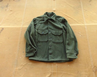 Camisa militar de lã estilo anos 50 do Exército dos EUA, tamanho XS/P (pequeno/grande), em flanela de lã.