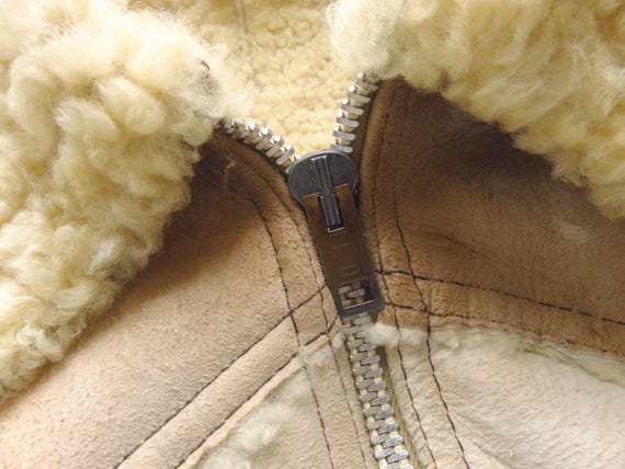 Small 70s Shearling Leather Patchwork Jacket / Ou… - image 4