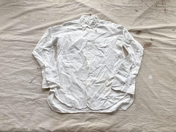 ラージ/XL 40年代 メンズ ホワイト コットン ドレスシャツ / パターン