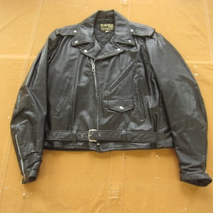 Large / Size 46 70s Sears Motorcycle Jacket / Black Leather Large / Size 46 70s Sears Motorcycle Jacket / Black Leather