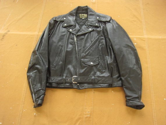 Large / Size 46 70s Sears Motorcycle Jacket / Black Leather - Etsy