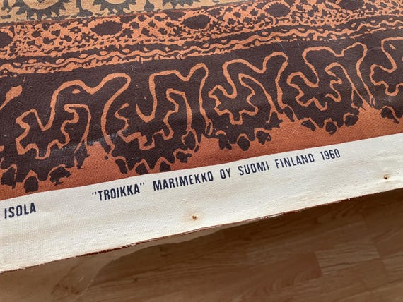 Vintage 60s Marimekko Fabric Wall Hanging / Mid Century Troikka