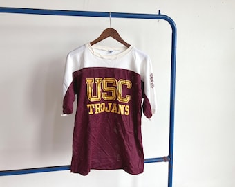 Large 70s / 80s USC Trojans Jersey T-shirt / University Southern California Football 1970s 1980s