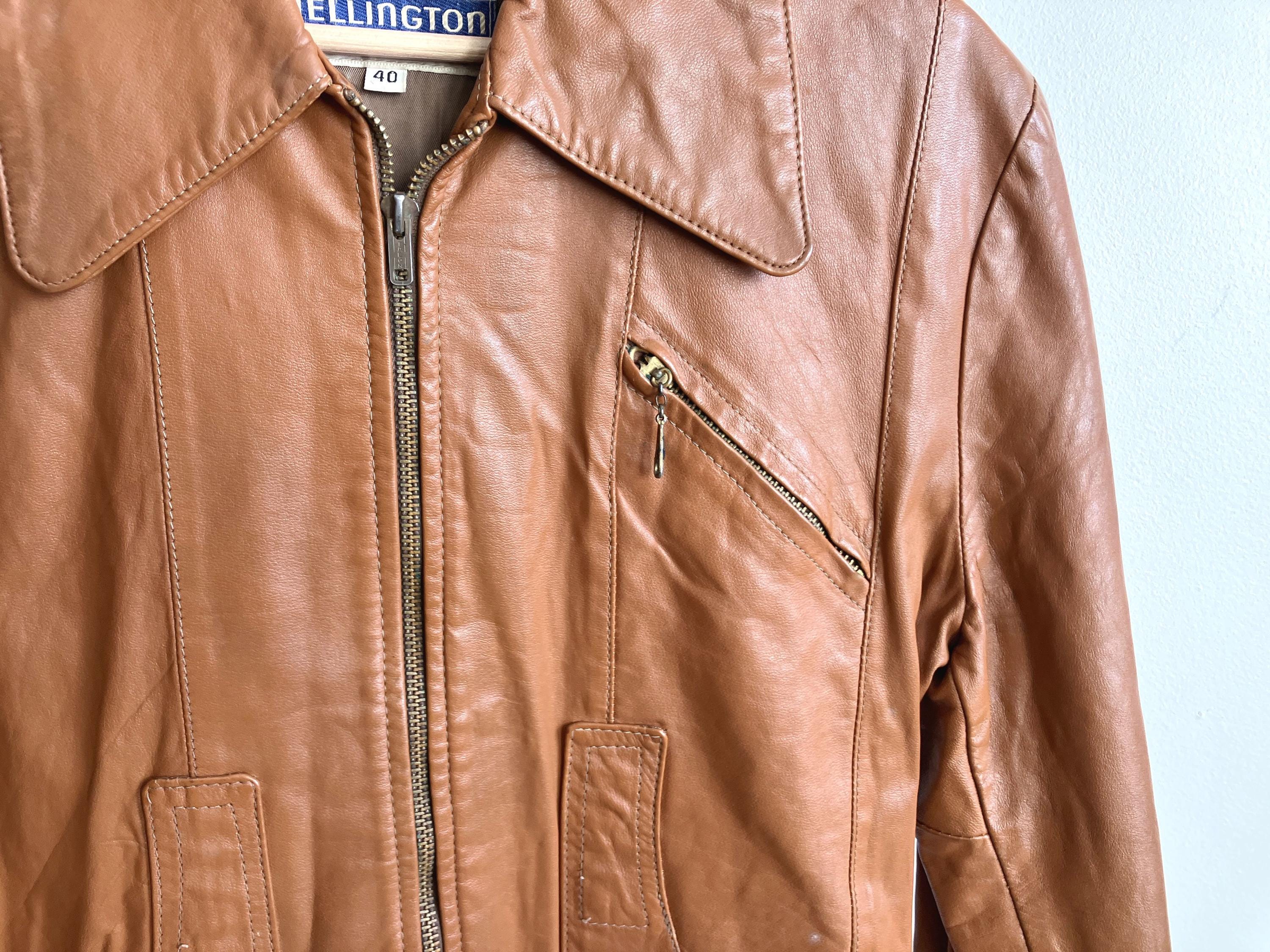 Small 70s Wellington Leather Brown Leather Jacket / Hippie Cropped