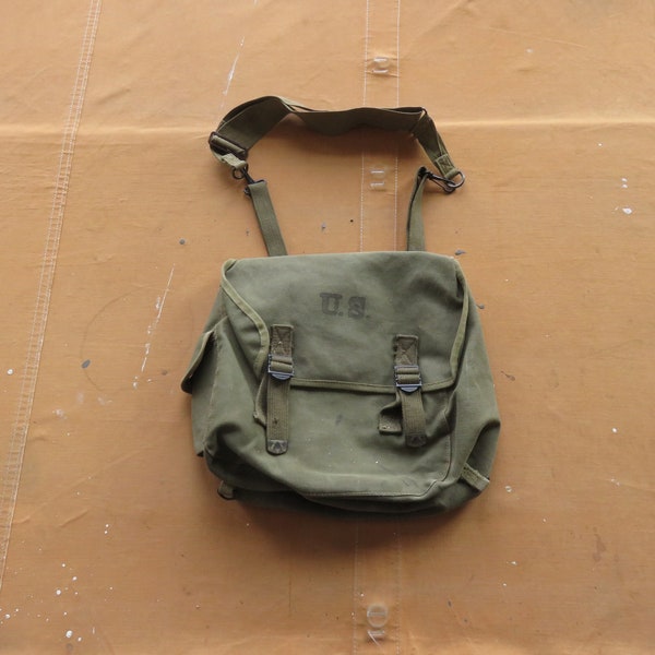 Sac à bandoulière en toile de l'armée américaine des années 40 / sac à dos sac à dos musette fourre-tout en toile militaire des années 40