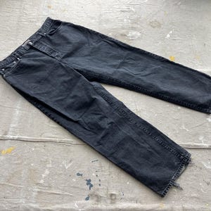 38 Waist Stussy Big Ol&#39; Jeans / Black Button Fly Made in Turkey Stussy Distressed Baggy Jeans