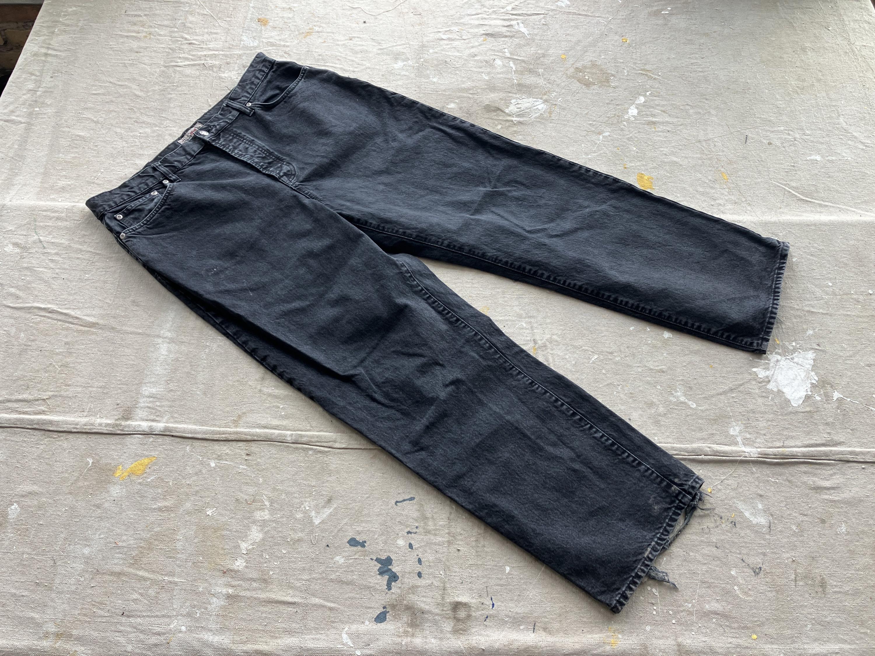 Used90’s Lee pipesブラックバギーデニムオリジナルw34-36 Used 90's Lee Pipes Black Baggy Denim Original w34-36