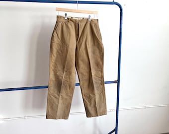 Pantalones de caza de lona marrón de algodón pato para hombre, talla 33, años 30/40, color pelirrojo