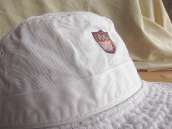 Large 90s Polo Golf Bucket Hat / White Cotton 199… - image 6