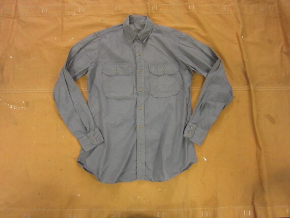 Medium 40s US Navy Overdyed Gray Button Down Work