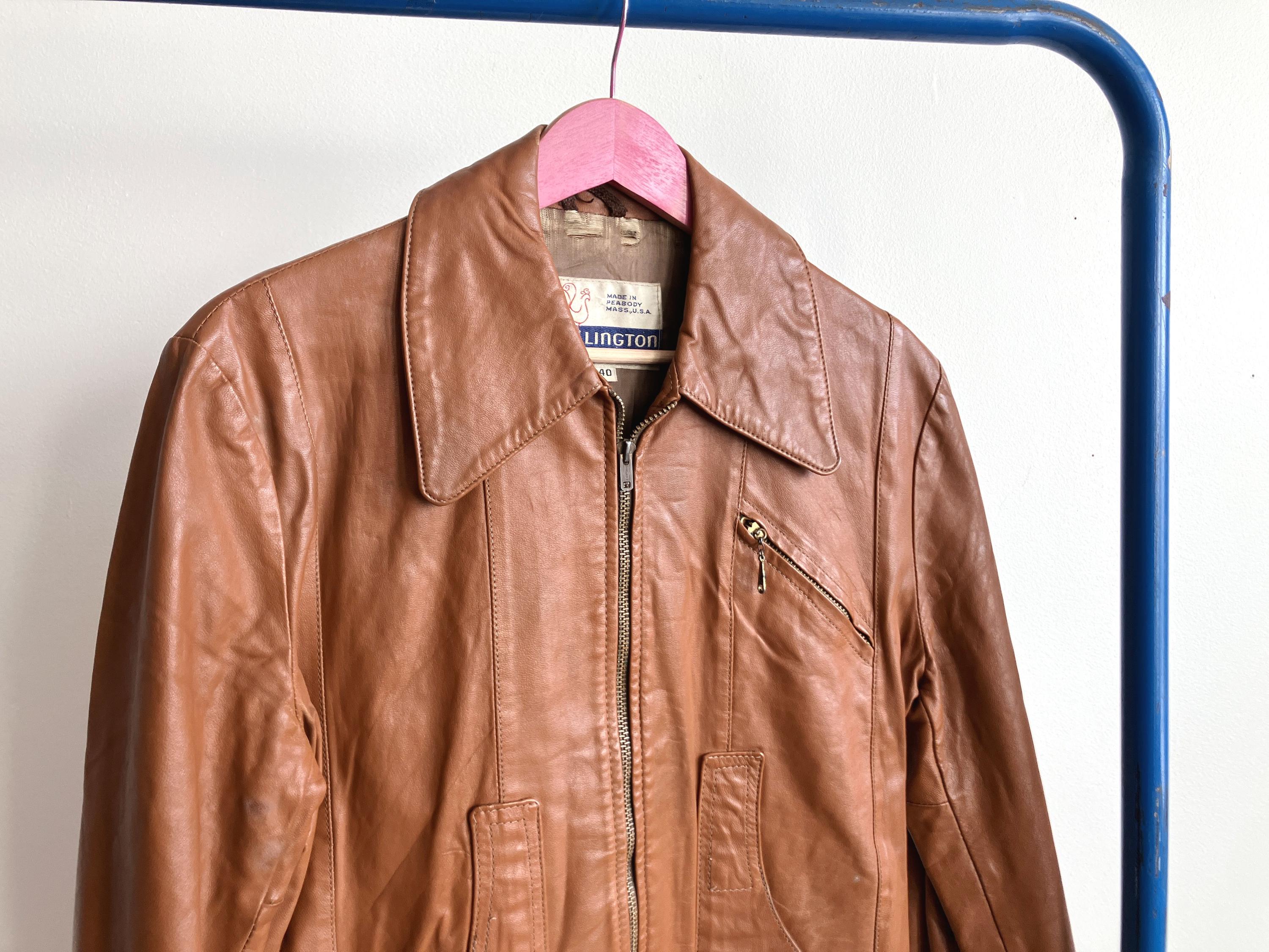 Small 70s Wellington Leather Brown Leather Jacket / Hippie Cropped