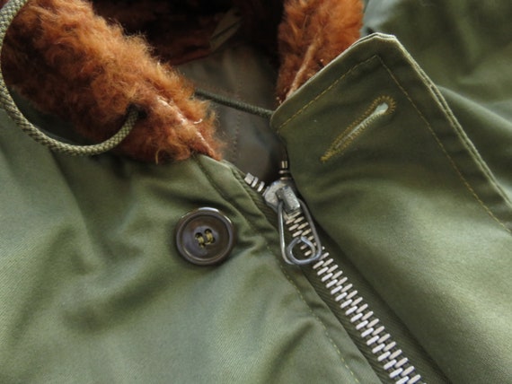 Large / XL 50s Army Style Parka Jacket / Hooded F… - image 3