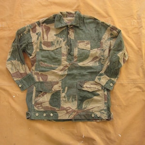 Small / Medium 70s Pakistani Military Cotton Camouflage Jacket / Pullover, Popover, Combat Smock, 1970s, Brushstroke Camo, Army Shirt