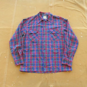 Vtg 1950s Mcgregor Flannel Loop Collar Shirt Sz S to M ~ Wool 