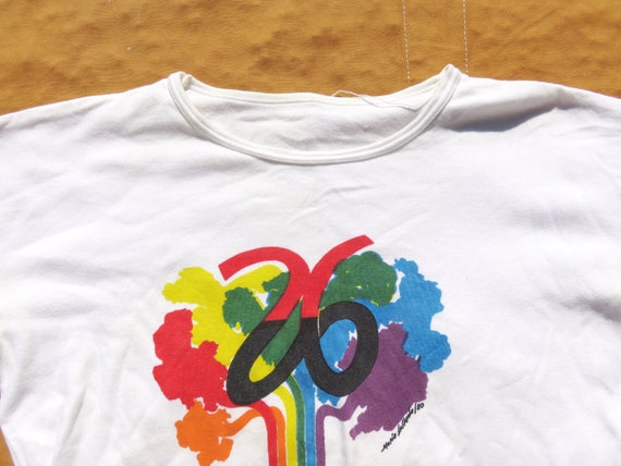 Large 80s Women's Cotton Rainbow T-shirt / 26, 19… - image 4