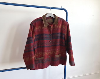 XL 90s Women's Southwestern Woolrich Coat / 1990s Wool Blanket Jacket
