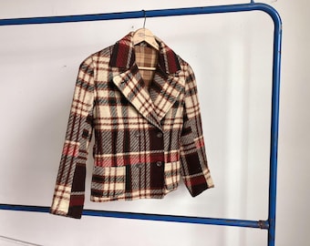 Small / Medium 40s Women's Wool Blanket Coat / Ski Jacket Double Breasted 1940s 1930s