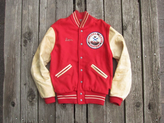Small 50s Wilson Letterman Jacket / 1950s, Red Woo