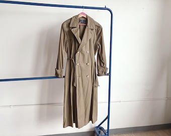 Medium / Large 80s Women's Cotton Polo Ralph Lauren Belted Trench Coat / 1980s 1990s