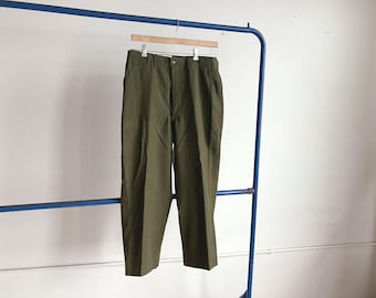 Medium / 31 to 35 50s US Army Wool Field Trousers / Green Uniform Pants 1950s